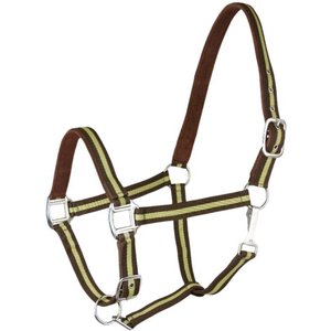 Gatsby 2-Tone Suede Padded Nylon Halter, Brown & Green, Brown Padding, Horse