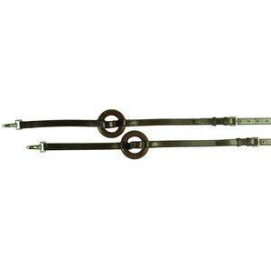 Horze Leather Side Horse Reins with Rubber Donuts, Black
