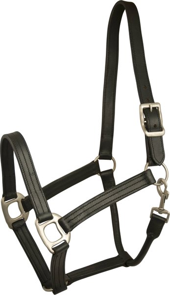 Gatsby Triple Stitched Leather Horse Halter, Black, Horse slide 1 of 1