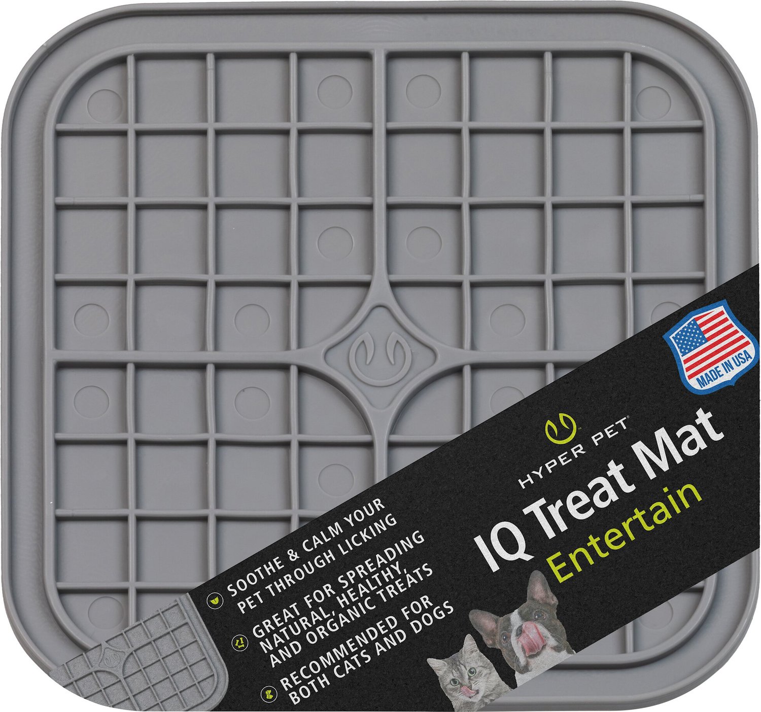 Hyper Pet IQ Entertain Dog & Cat Lick Mat, Gray