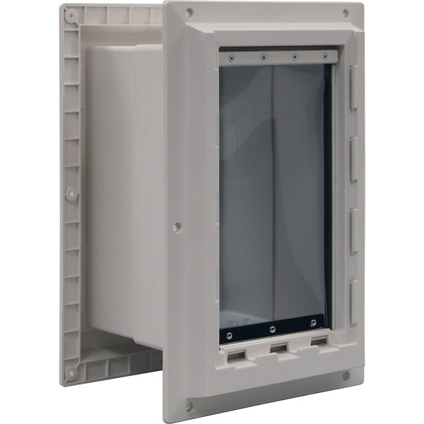 IDEAL PET PRODUCTS Wall Entry Dual Flap Dog Door, White, Medium