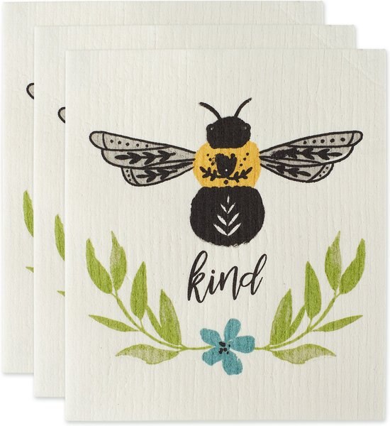 Design Imports Butterfly Folk Swedish Dishcloth Set, 3 count