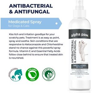 Alpha Paw Antibacterial & Antifungal Medicated Dog & Cat Spray, 8-oz bottle