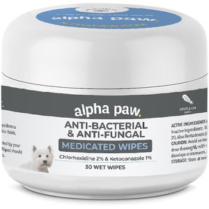 Alpha Paw Antibacterial & Antifungal Medicated Dog & Cat Wipes, 50 count