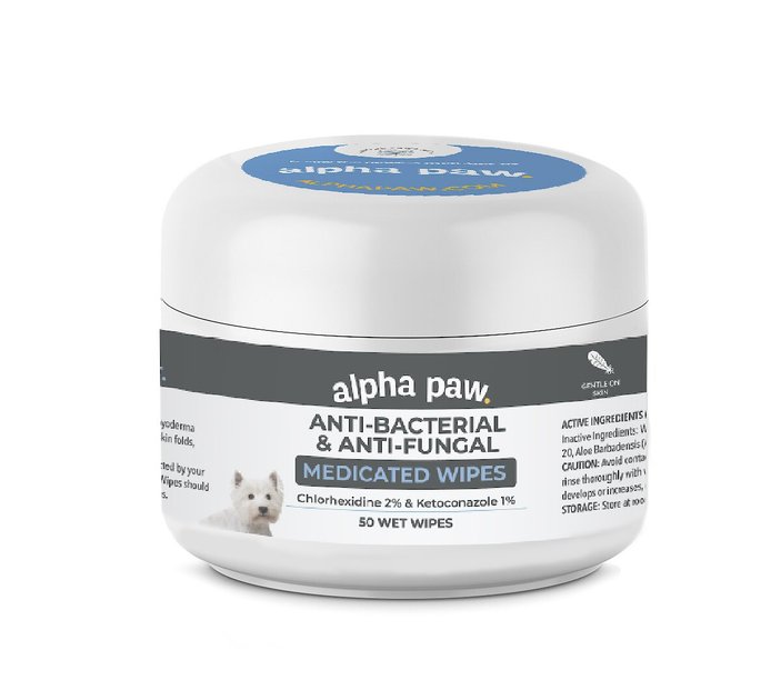 ALPHA PAW Antibacterial & Antifungal Medicated Dog & Cat Wipes, 50 ...