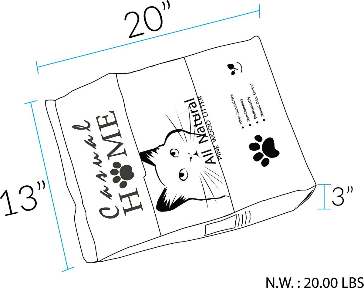 CASUAL HOME Natural Pine Pellet Unscented NonClumping Cat Litter, 20