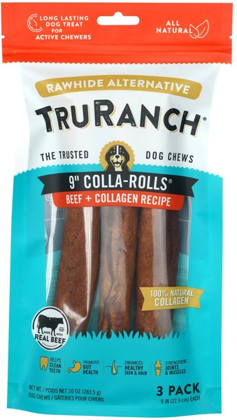 TruRanch Beef Collagen Roll Hard Chew Dog Treats, 9-in, 3 count slide 1 of 4