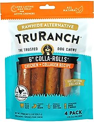 TruRanch Chicken Collagen Roll Hard Chew Dog Treats, 6-in, 4 count