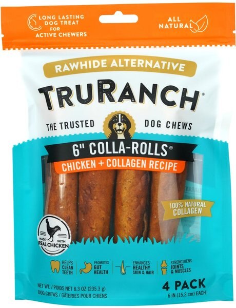 TruRanch Chicken Collagen Roll Hard Chew Dog Treats, 6-in, 4 count slide 1 of 4