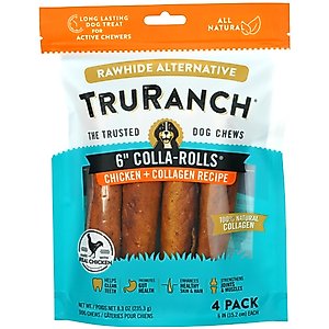 TruRanch Chicken Collagen Roll Hard Chew Dog Treats, 6-in, 4 count