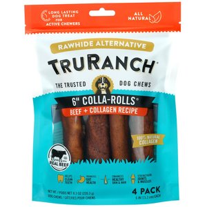 TruRanch Beef Collagen Roll Hard Chew Dog Treats, 6-in, 4 count