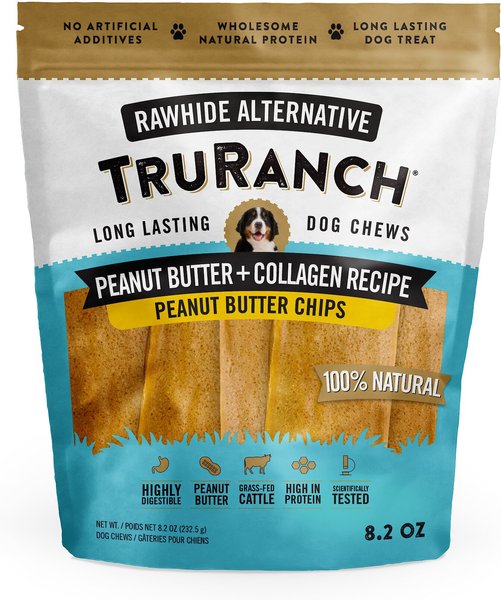 TruRanch Peanut Butter Collagen Chips Hard Chew Dog Treats, 6-in, 8.2-oz slide 1 of 4