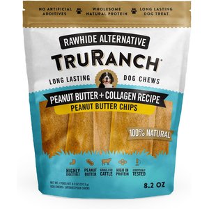 TruRanch Peanut Butter Collagen Chips Hard Chew Dog Treats, 6-in, 8.2-oz