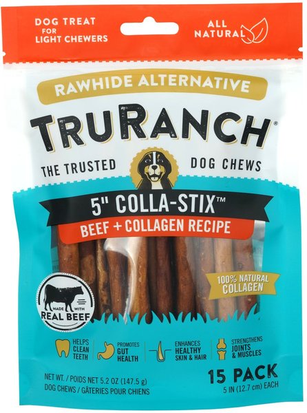 TruRanch Beef Collagen Sticks Hard Chew Dog Treats, 5-in,15 count slide 1 of 5