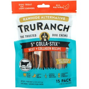 TruRanch Beef Collagen Sticks Hard Chew Dog Treats, 5-in,15 count