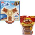 Hartz Chew ‘n Clean Chew Chicken Flavored Tri-Point Treat & Chew Toy + Oinkies 5" Pig Skin Twists Real Smoked Flavor Dog Treats