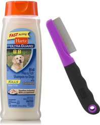 Hartz UltraGuard Rid Flea & Tick Oatmeal Dog Shampoo + Groomer's Best Flea Comb