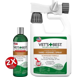Vet's Best Advanced Strength Flea and Tick Shampoo + Yard & Kennel Spray for Dogs