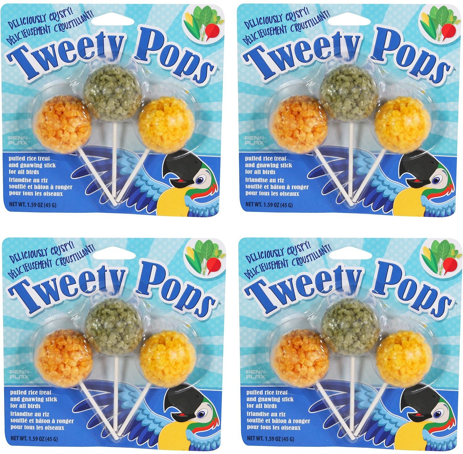 Penn-Plax Tweety Pops Bird Treats, 3 count, pack of 4