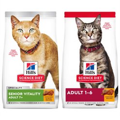 Hill's Science Diet 7+ Senior Vitality Chicken Recipe, 13-lb bag + Chicken Recipe Dry Cat Food, 16-lb bag