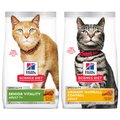 Hill's Science Diet 7+ Senior Vitality Chicken Recipe, 13-lb bag + Urinary Hairball Control Dry Cat Food, 15.5-lb bag