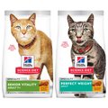 Hill's Science Diet 7+ Senior Vitality Chicken Recipe, 13-lb bag + Perfect Weight Chicken Recipe Dry Cat Food, 15-lb bag