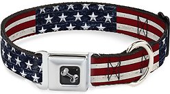 Buckle-Down Americana Rustic Stars & Stripes Dog Collar, Wide-Large