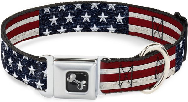 Buckle-Down Americana Rustic Stars & Stripes Dog Collar, Wide-Large slide 1 of 9