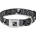 Buckle-Down Bandana Skulls Dog Collar, Black, Large