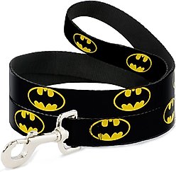 Buckle-Down Batman Shield Dog Leash, Black/Yellow