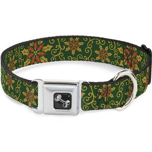 Buckle-Down Holiday Holly Dog Collar, Medium