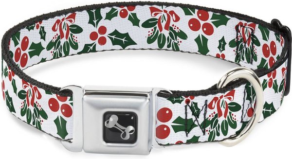 Buckle-Down Holly & Mistletoe Dog Collar, Wide-Medium slide 1 of 9