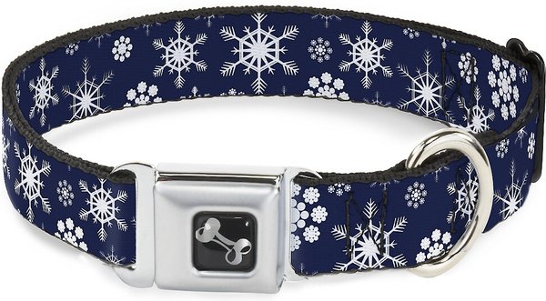 Buckle-Down Snowflakes Dog Collar, Blue, Medium slide 1 of 9