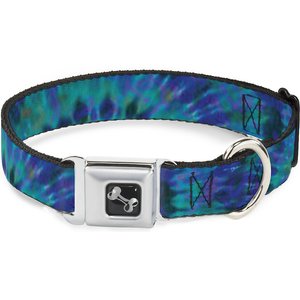 Buckle-Down Tie Dye Green Dog Collar, Wide-Small
