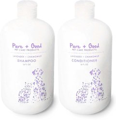 Pure + Good Lavender + Chamomile Shampoo & Dog & Cat Conditioner Set, 16-fl oz bottle, case of 2