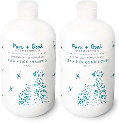 Pure + Good Flea + Tick Shampoo & Dog & Cat Conditioner Set, 16-fl oz bottle, case of 2