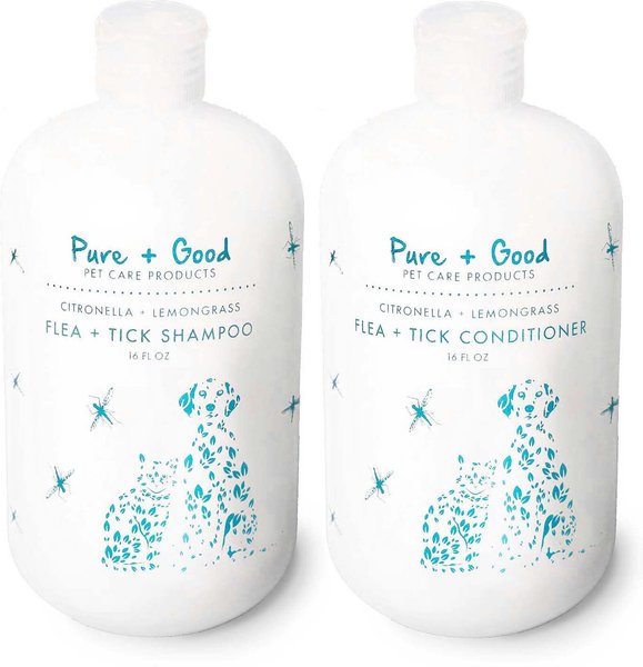 Pure + Good Flea + Tick Shampoo & Dog & Cat Conditioner Set, 16-fl oz bottle, case of 2