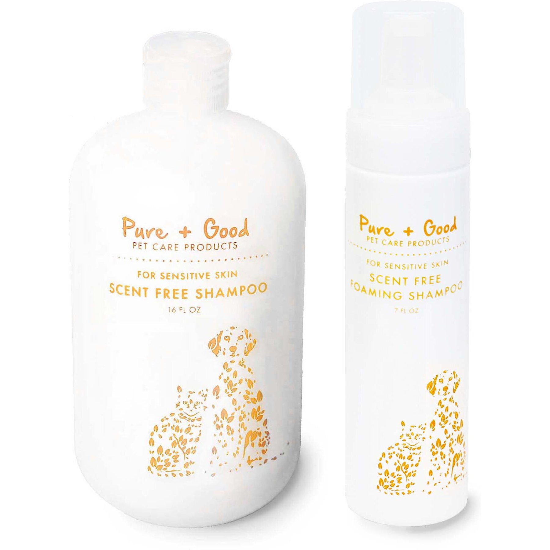 Pure + Good Scent Free Shampoo & Scent Free Foaming Dog & Cat Shampoo Set