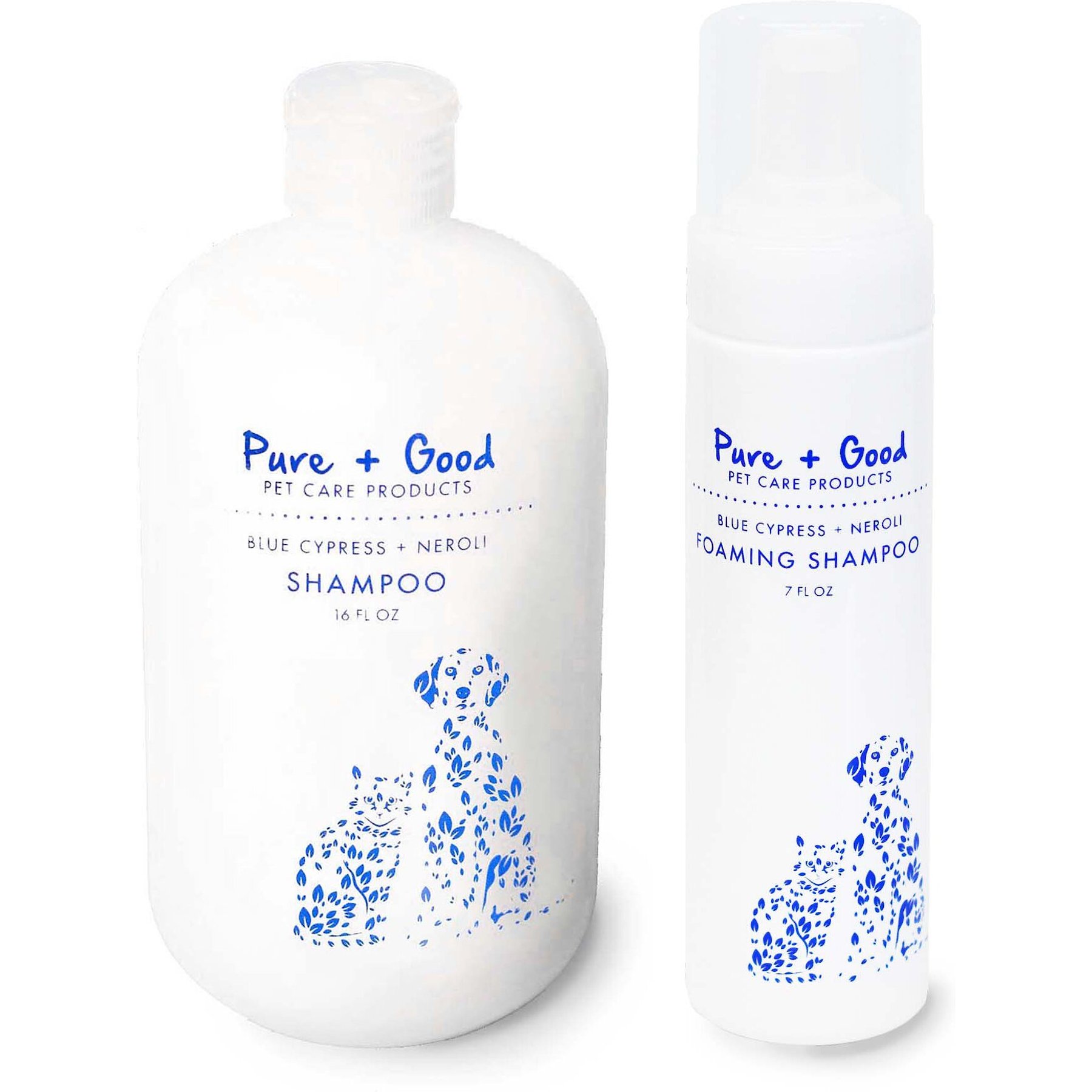 Pure + Good Blue Cypress Shampoo & Blue Cypress Foaming Dog & Cat Shampoo Set