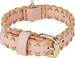 Scotch & Co Pink/Gold Handcrafted Standard Dog Collar, X-Small: 6.5 to 10-in neck, 0.8-in wide