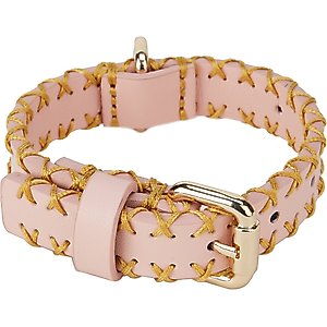 Scotch & Co Pink/Gold Handcrafted Standard Dog Collar, X-Small: 6.5 to 10-in neck, 0.8-in wide