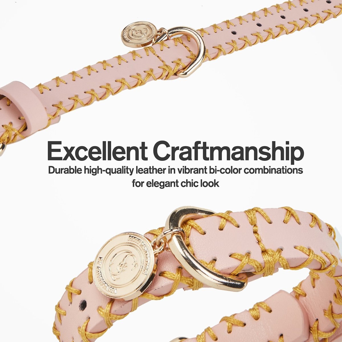 Scotch & Co Pink/Gold Handcrafted Standard Dog Collar