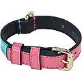 Scotch & Co Teal/Pink Handcrafted Standard Dog Collar, Small: 9 to 12-in neck, 0.8-in wide