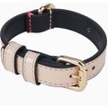 Scotch & Co Pink/Tan Handcrafted Standard Dog Collar, Medium: 12.5 to 16-in neck, 0.8-in wide