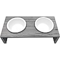 Cosmo Furbabies Double Dog & Cat Diner, Gray, Gray, 15-in