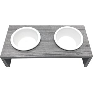 Cosmo Furbabies Double Dog & Cat Diner, Gray, Gray, 15-in