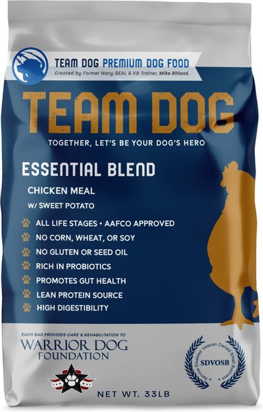 Team Dog Chicken Meal & Sweet Potato 26/20 Essential Blend Premium Dry Dog Food, 33-lb bag slide 1 of 8