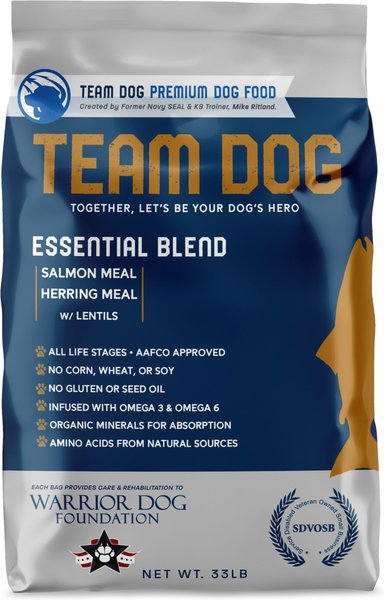Team Dog Salmon Meal & Herring Meal 26/20 Essential Blend Premium Dry Dog Food, 33-lb bag slide 1 of 9