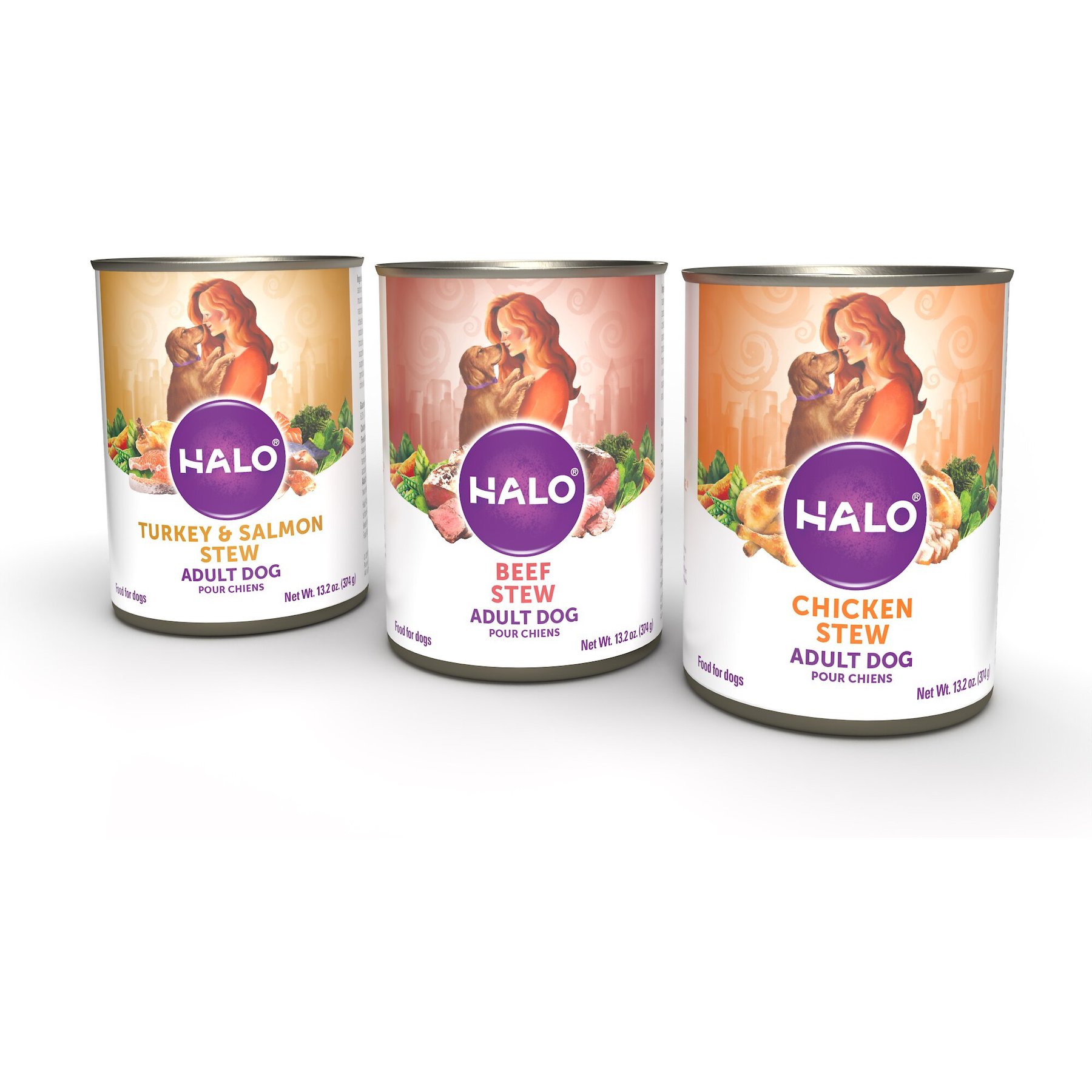 HALO Stew Variety Pack Canned Dog Food 13.2 oz can case of 6