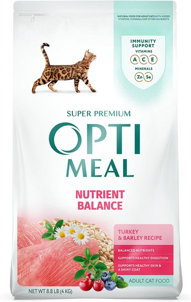 Optimeal Nutrient Balance Turkey & Barley Recipe Adult Dry Cat Food, 8.8-lb bag slide 1 of 5